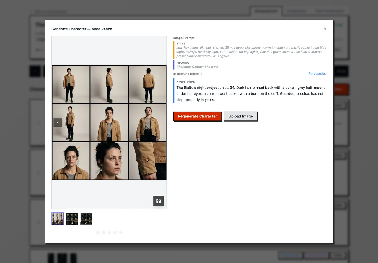 One character's portrait window, where a single portrait is made