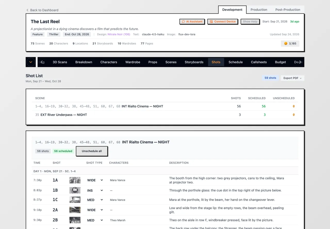 The pointer on the 1A thumbnail, with the panel shown large beside it