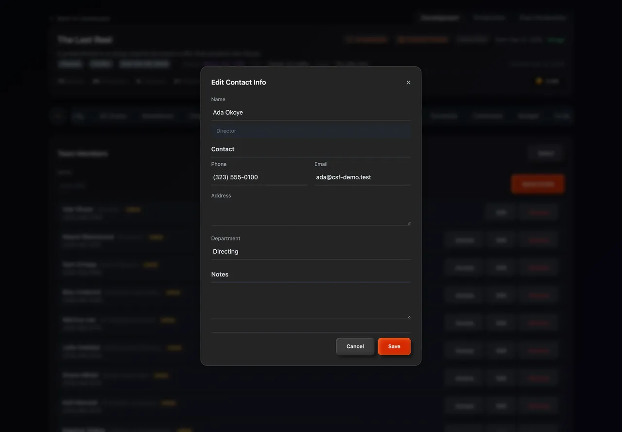 The Edit Contact Info dialog