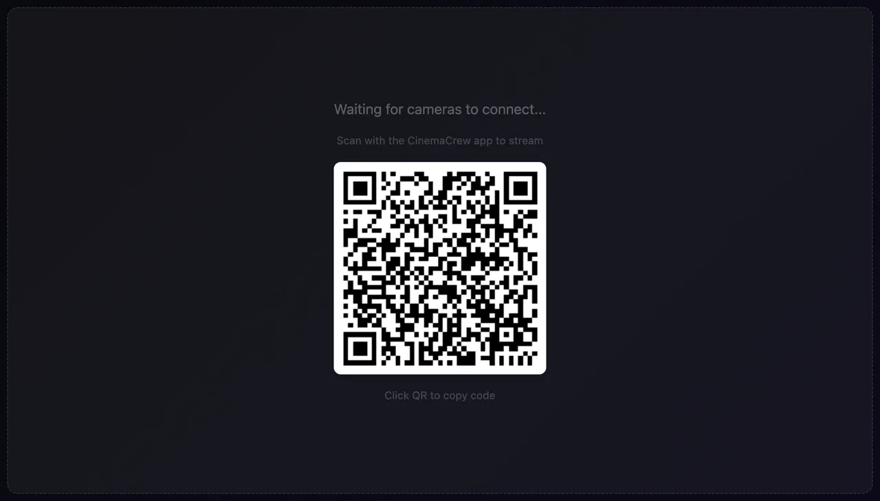 The waiting box with the pairing code to scan